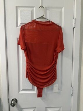 ReoRia Ruched Mesh Bodysuit - Rust